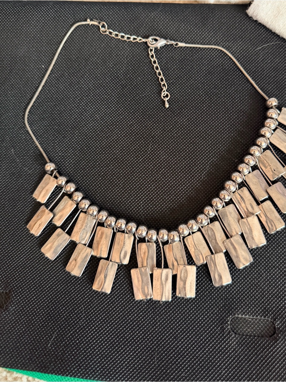 Silver-Tone Fringe Pendant Necklace